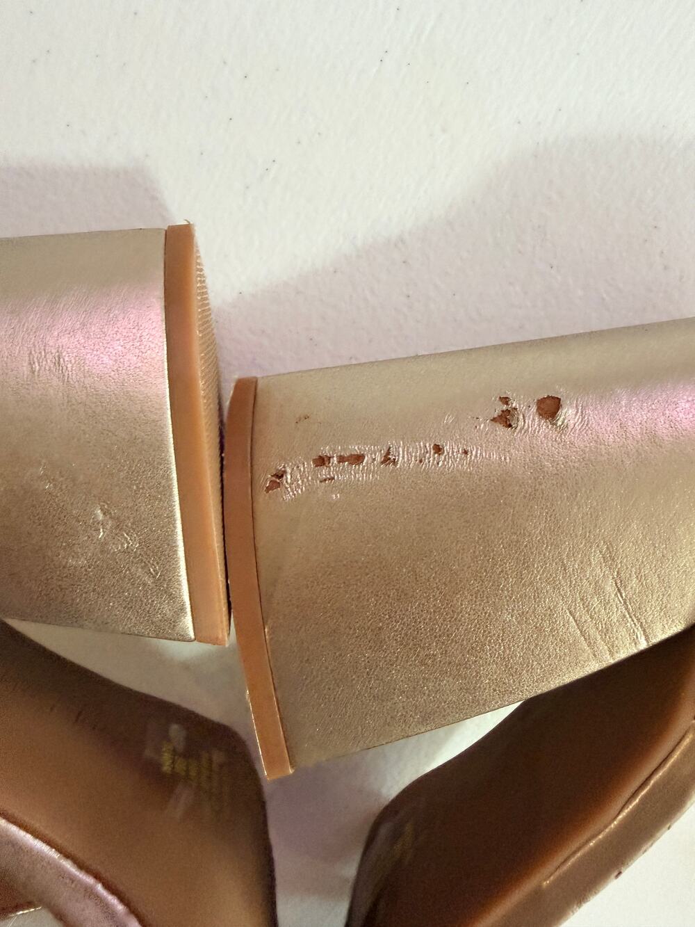 Copper key knew it damage, gold block, heel leather ankle strap shoes 9 - Picture 2 of 6
